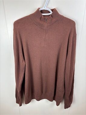 Christian Lacroix Merino Wool 1/4 Zip Sweater Chocolate Brown Men's XL Luxury